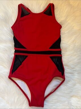 CY Red & Black Mesh Leotard IC